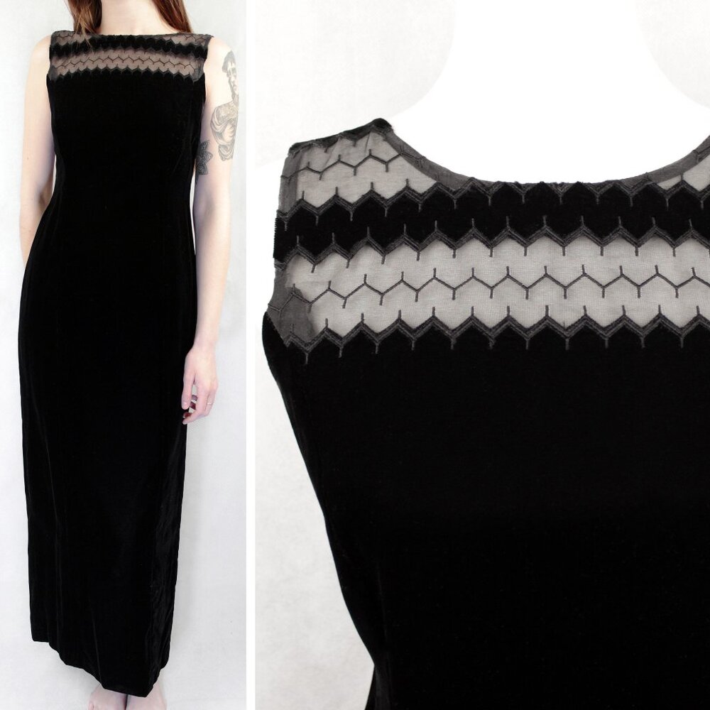 Vintage 90s Minimalist Velvet Maxi Dress